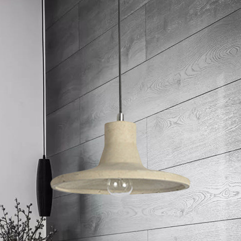 Vintage Industrial Hanging Lamp With Flared Gray/White Concrete Shade For Coffee Shop Ceiling