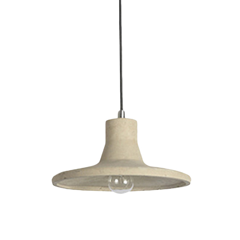 Vintage Industrial Concrete Hanging Lamp with Flared Shade - Coffee Shop Ceiling Pendant (Gray/White)