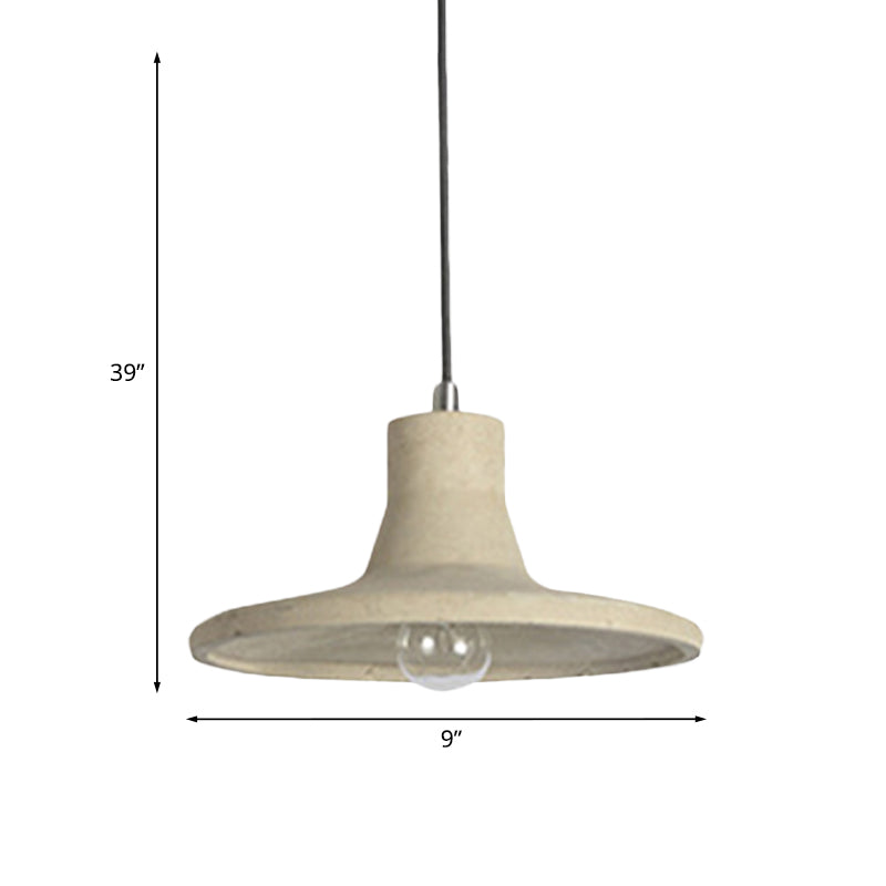 Vintage Industrial Concrete Hanging Lamp with Flared Shade - Coffee Shop Ceiling Pendant (Gray/White)