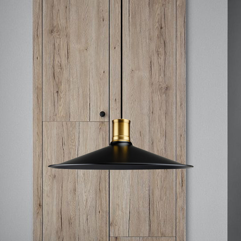 Industrial Vintage Pendant Lighting - Metallic Black Finish Conic 1-Light Suspension for Bedroom (8.5"/10.5" Width)