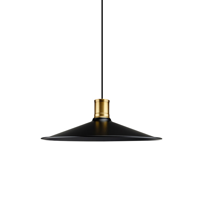 Industrial Vintage Pendant Lighting - Metallic Black Finish Conic 1-Light Suspension for Bedroom (8.5"/10.5" Width)
