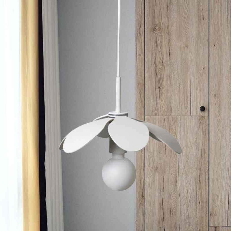 Nordic Style Metal Petal Pendant Lamp With Exposed Bulb - 1-Light Living Room Hanging Light