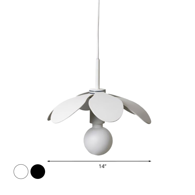 Nordic Style Metal Petal Pendant Lamp With Exposed Bulb - 1-Light Living Room Hanging Light