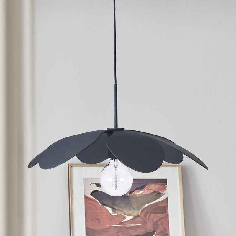 Nordic Style Metal Petal Pendant Lamp With Exposed Bulb - 1-Light Living Room Hanging Light
