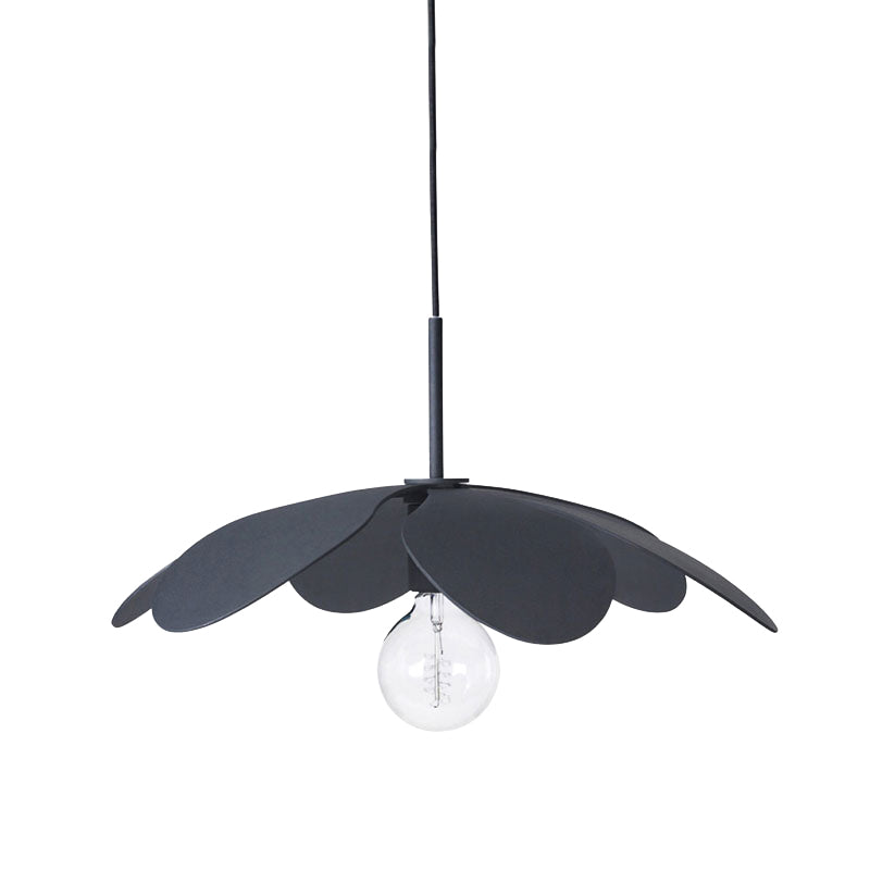 Nordic Style Metal Petal Pendant Lamp With Exposed Bulb - 1-Light Living Room Hanging Light