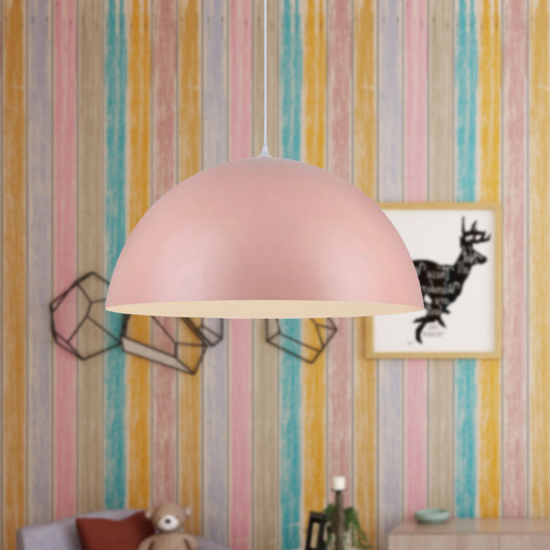 Suspension en aluminium à 1 lampe de style nordique en rose/jaune pour le salon