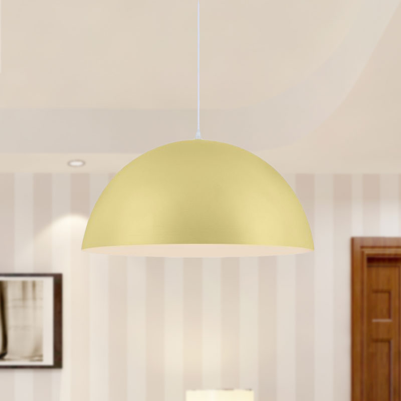 Suspension en aluminium à 1 lampe de style nordique en rose/jaune pour le salon