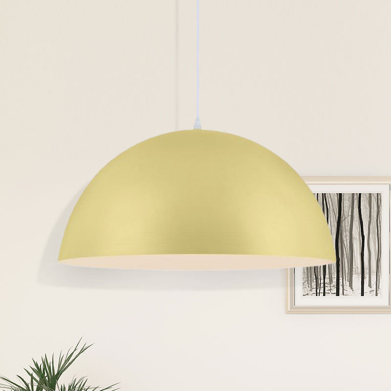 Suspension en aluminium à 1 lampe de style nordique en rose/jaune pour le salon