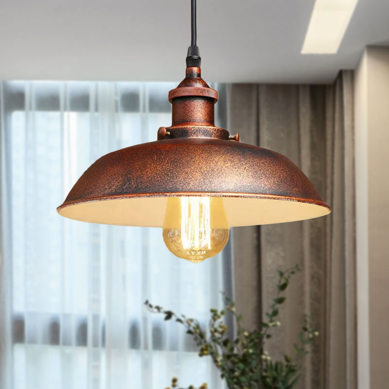 Plafonnier suspendu de style grange rustique antique - Lampe suspendue à cordon réglable avec finition en fer forgé