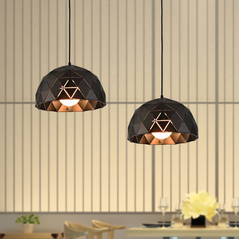Nordic Style Domed Ceiling Light Fixture - 12"/14" - 1-Light Pendant in Black/White for Coffee Shop