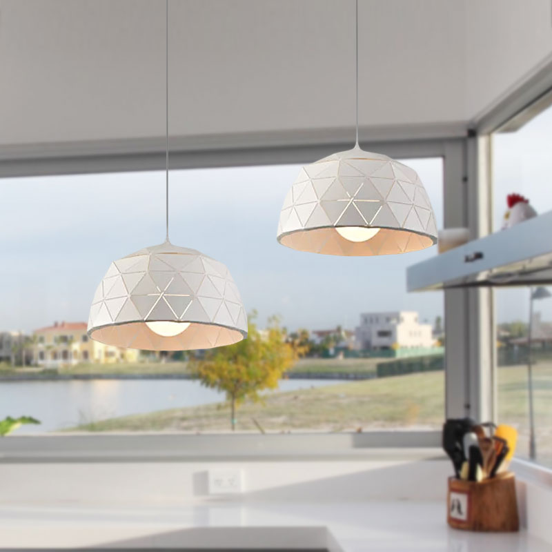 Nordic Style Domed Ceiling Light Fixture - 12"/14" - 1-Light Pendant in Black/White for Coffee Shop