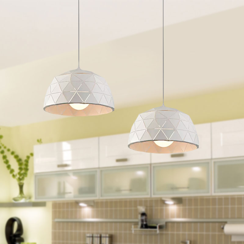 Nordic Style Domed Ceiling Light Fixture - 12"/14" - 1-Light Pendant in Black/White for Coffee Shop