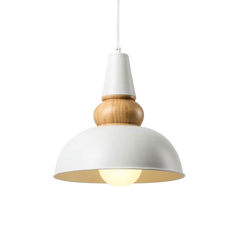 Metal and Wood Ceiling Pendant - Modernist Style Living Room Hanging Light in Black