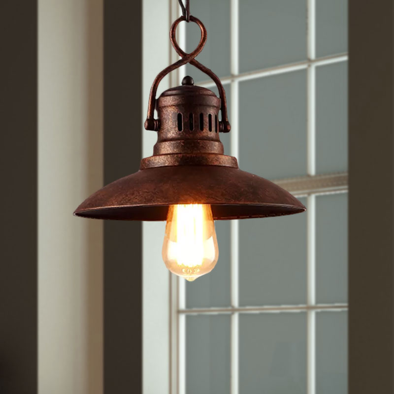 Vintage Bronze Dome Pendant Light With Hanging Chain Metallic Finish Ideal For Restaurants 1-Light