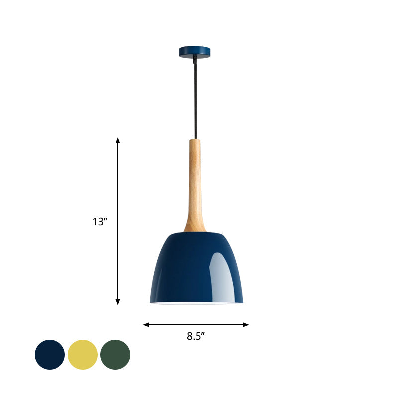 Modernist Metal Pendant Ceiling Light - Yellow/Blue/Green Domed Design - Perfect for Dining Room