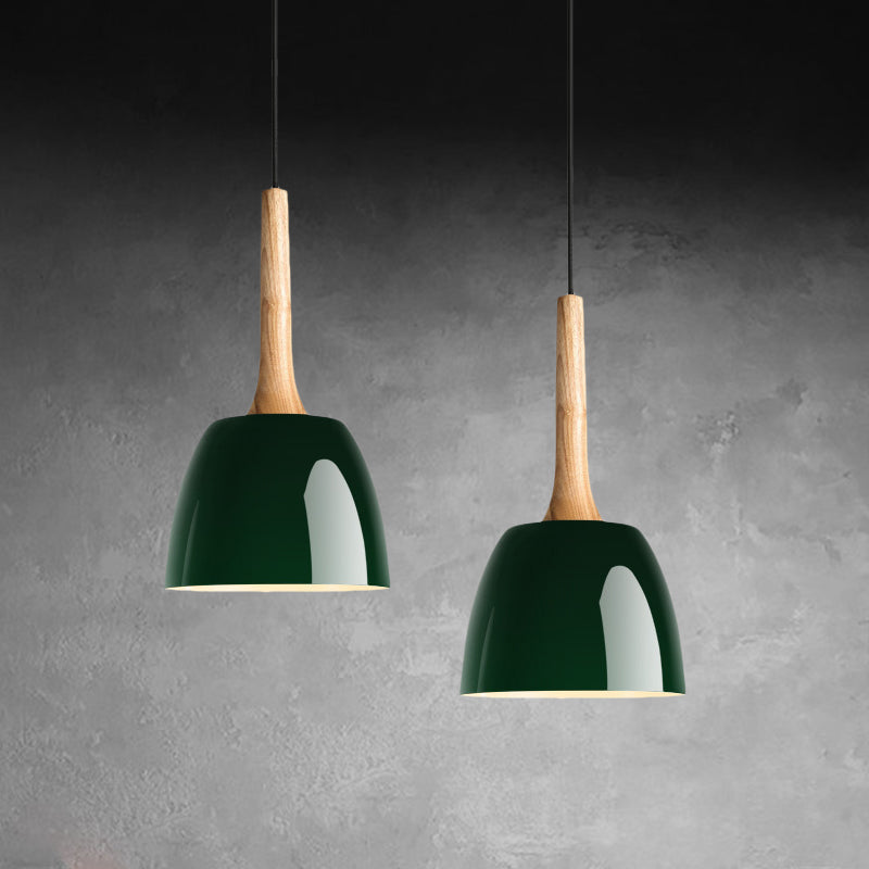 Modernist Metal Pendant Ceiling Light - Yellow/Blue/Green Domed Design - Perfect for Dining Room