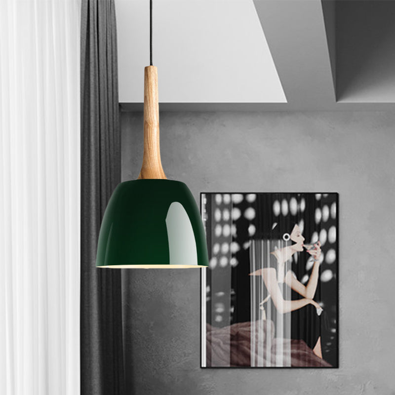 Modernist Metal Pendant Ceiling Light - Yellow/Blue/Green Domed Design - Perfect for Dining Room