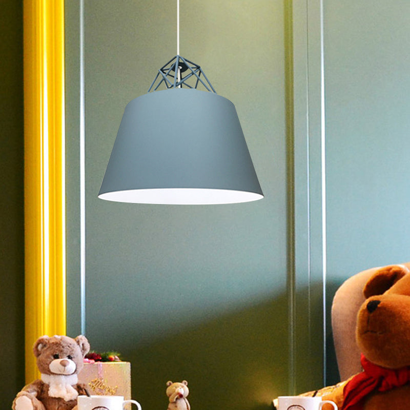 Contemporary Metal Cone Pendant Light - Blue/Purple/Pink 1-Light Stylish For Restaurants Blue