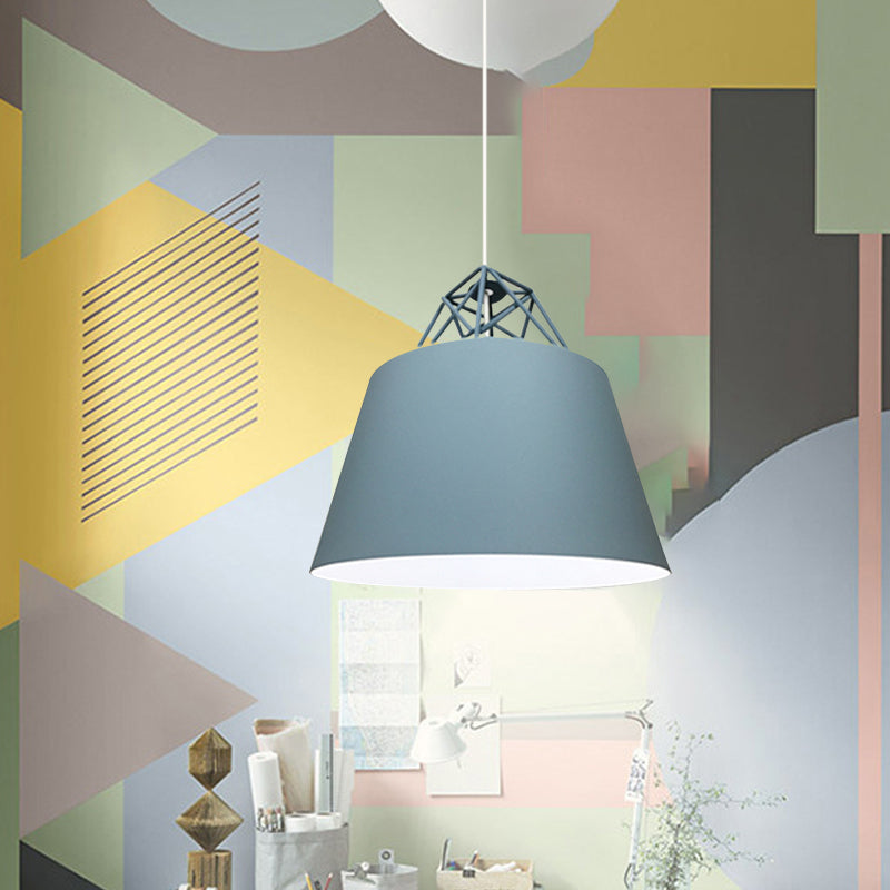 Contemporary Blue/Purple/Pink Cone Pendant Light: Stylish Metal 1-Light Fixture for Restaurants