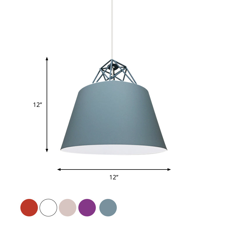 Contemporary Blue/Purple/Pink Cone Pendant Light: Stylish Metal 1-Light Fixture for Restaurants