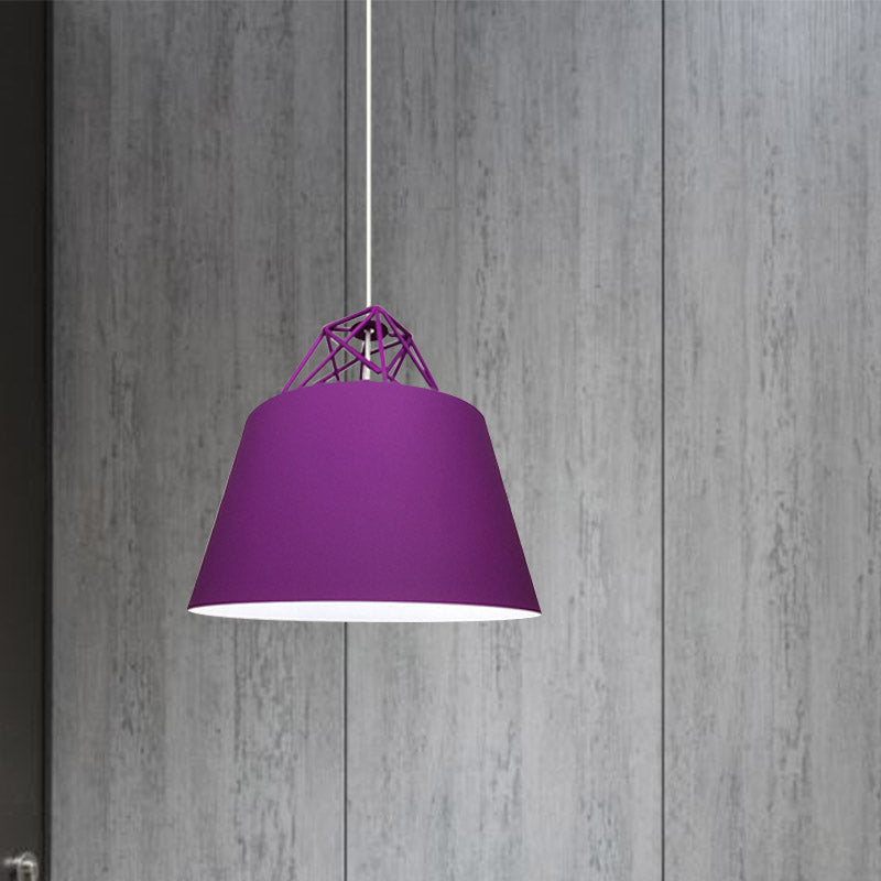 Contemporary Metal Cone Pendant Light - Blue/Purple/Pink 1-Light Stylish For Restaurants