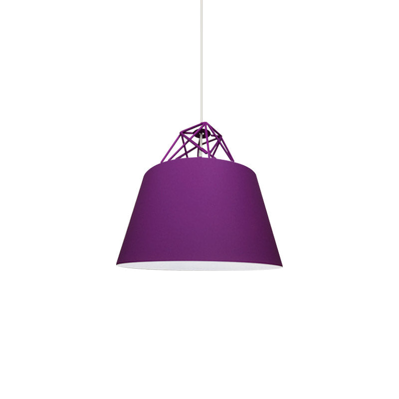 Contemporary Blue/Purple/Pink Cone Pendant Light: Stylish Metal 1-Light Fixture for Restaurants