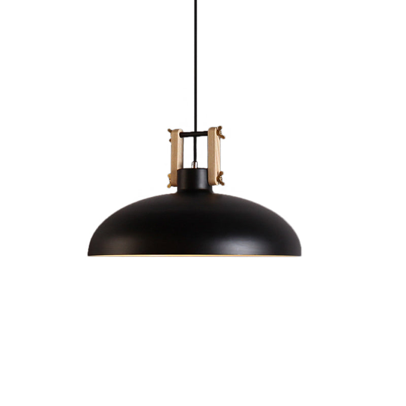 Modern Metal Hanging Light with Bowl Shade - 1-Light Suspension for Dining Room in Black/Green
