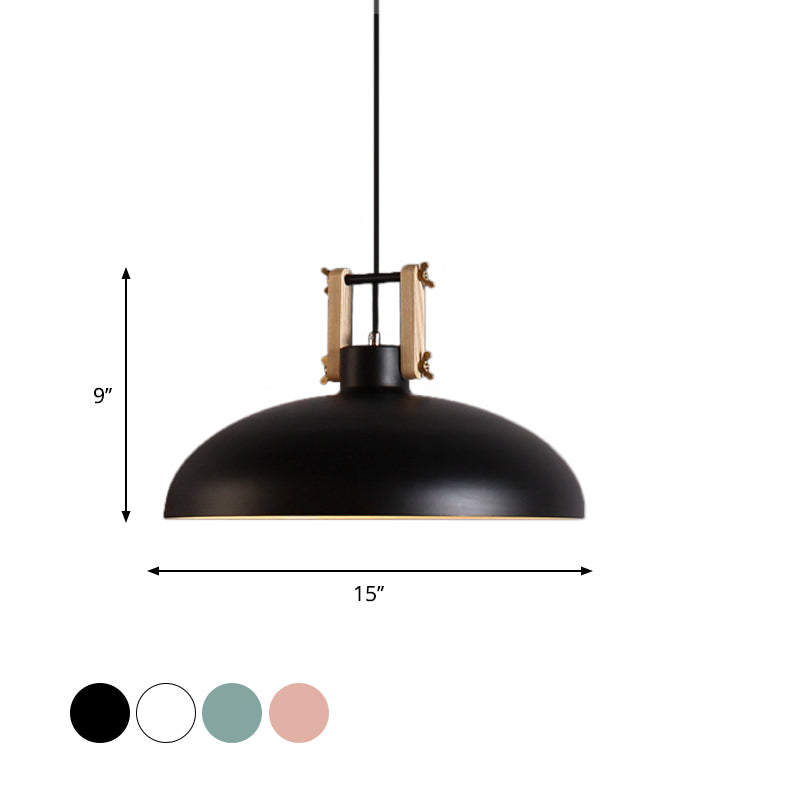 Modern Metal Hanging Light with Bowl Shade - 1-Light Suspension for Dining Room in Black/Green