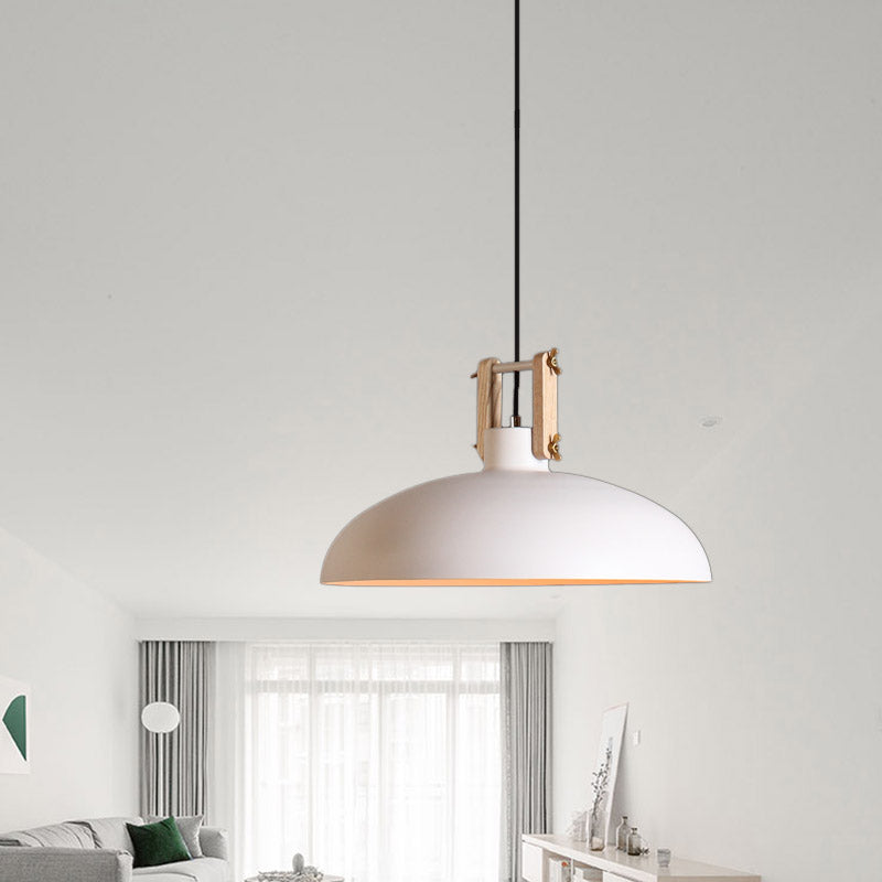 Metal Hanging Light With Bowl Shade - Modernist Style Black/Green Perfect For Dining Room White