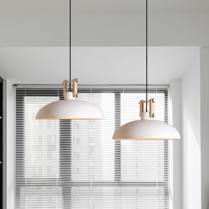 Metal Hanging Light With Bowl Shade - Modernist Style Black/Green Perfect For Dining Room