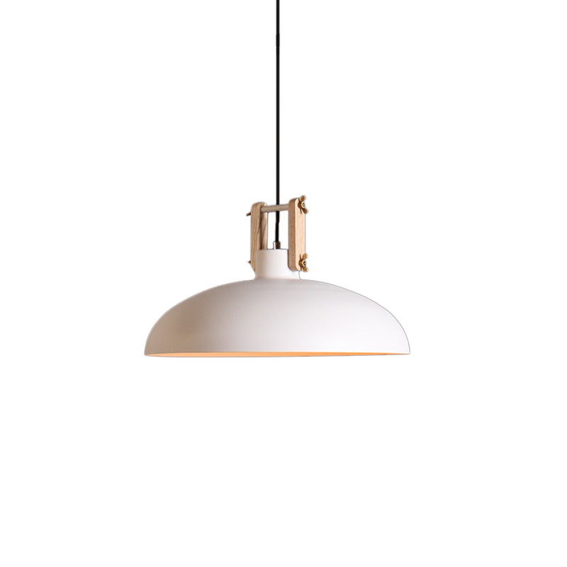 Modern Metal Hanging Light with Bowl Shade - 1-Light Suspension for Dining Room in Black/Green
