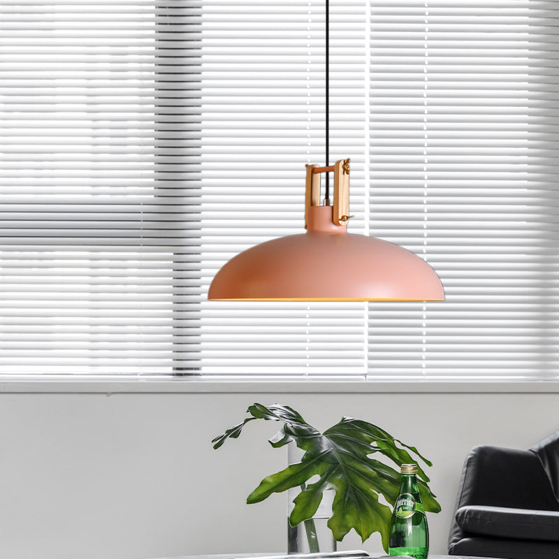 Modern Metal Hanging Light with Bowl Shade - 1-Light Suspension for Dining Room in Black/Green