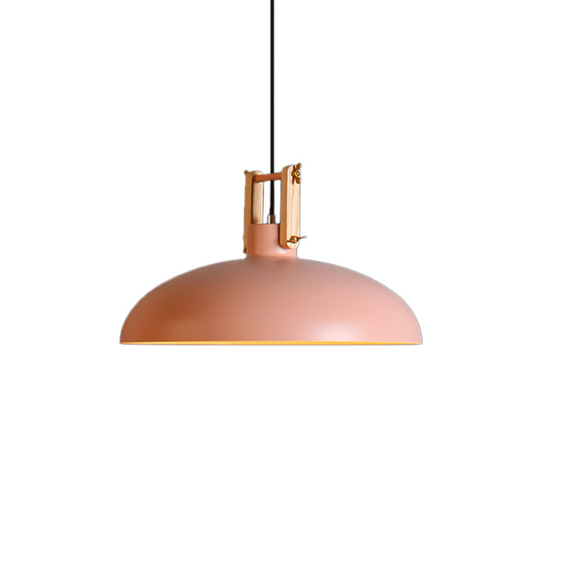 Modern Metal Hanging Light with Bowl Shade - 1-Light Suspension for Dining Room in Black/Green