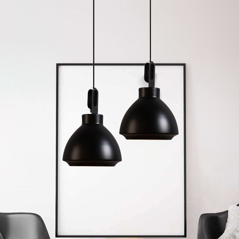 Nordic Style Metal Ceiling Pendant Light with Dome Shade for Living Room - Black/Grey