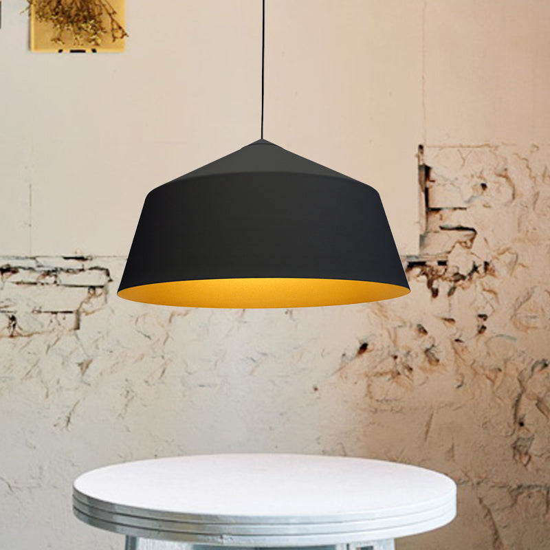 Retro Tapered Shade Pendant Light, Metallic Hanging Ceiling Light (6"/10.5"/12.5" Width) - Black/White