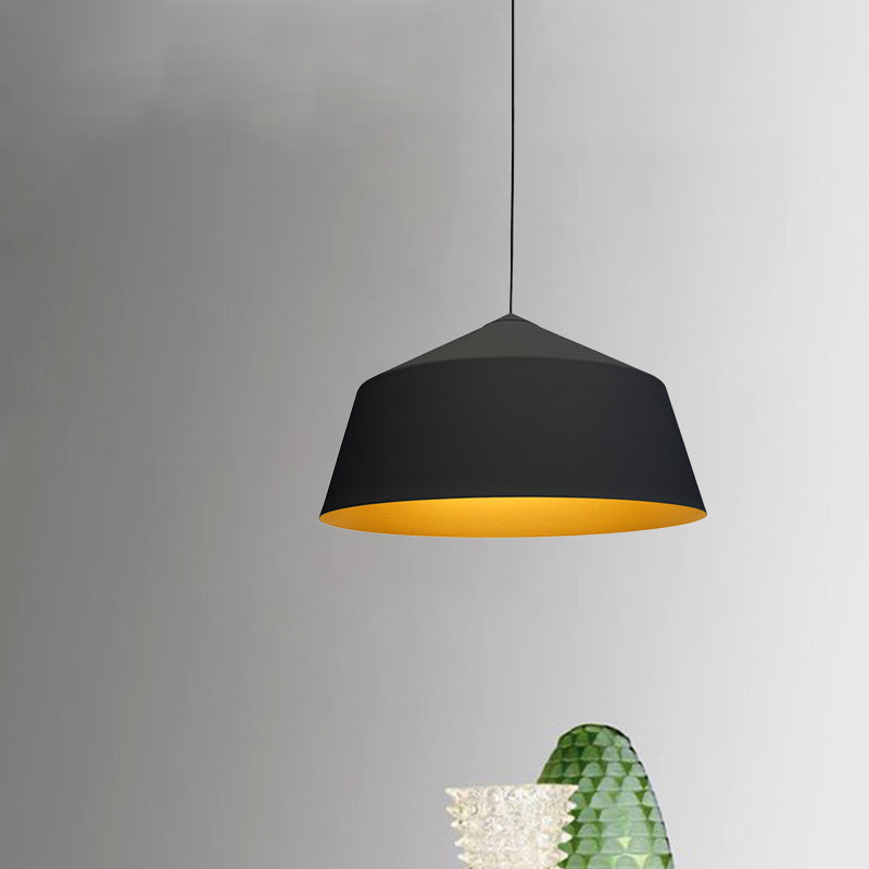 Retro Tapered Shade Pendant Light, Metallic Hanging Ceiling Light (6"/10.5"/12.5" Width) - Black/White