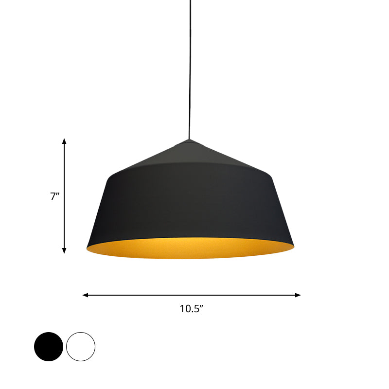 Retro Tapered Shade Pendant Light, Metallic Hanging Ceiling Light (6"/10.5"/12.5" Width) - Black/White