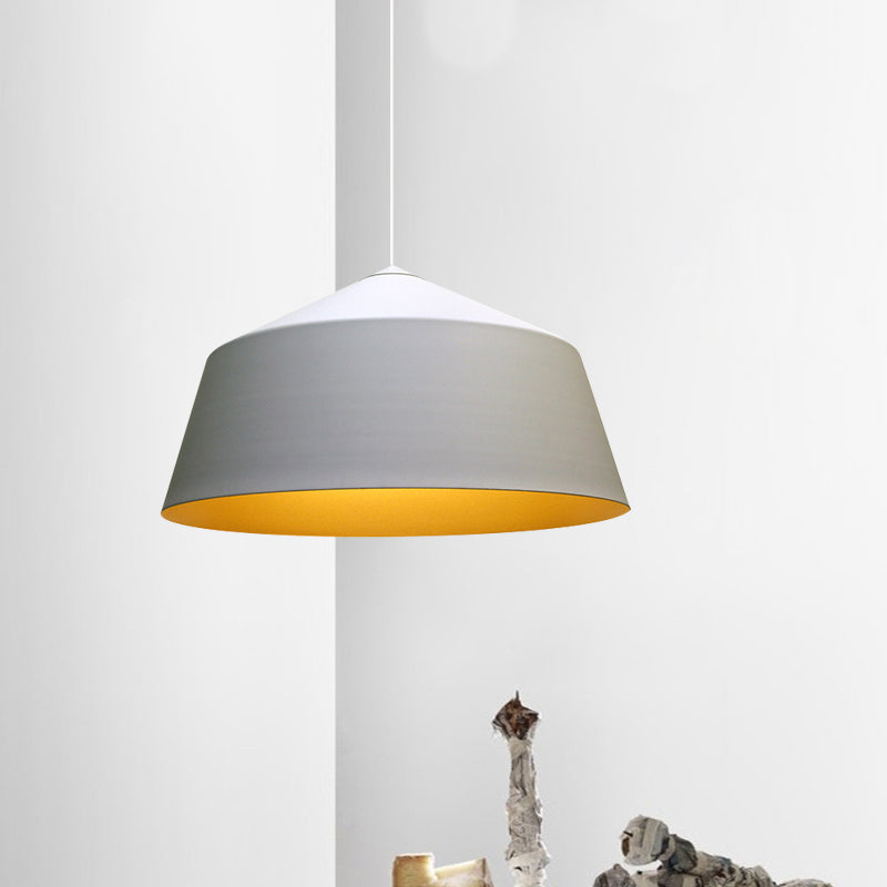 Retro Tapered Shade Pendant Light, Metallic Hanging Ceiling Light (6"/10.5"/12.5" Width) - Black/White