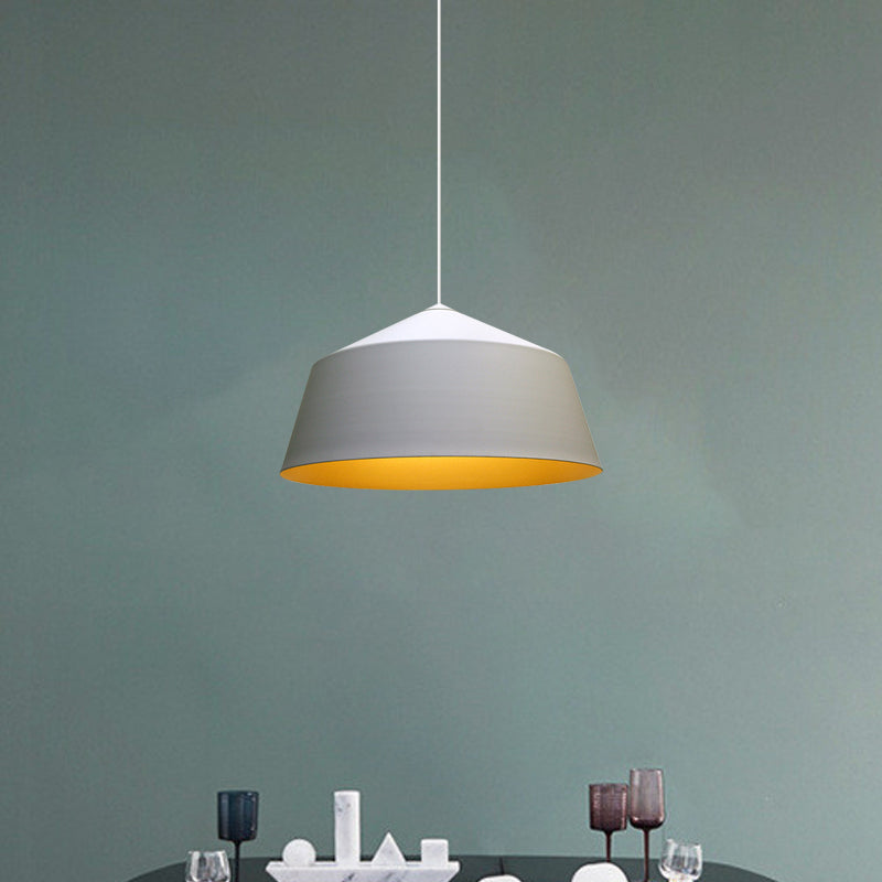 Retro Tapered Shade Pendant Light, Metallic Hanging Ceiling Light (6"/10.5"/12.5" Width) - Black/White