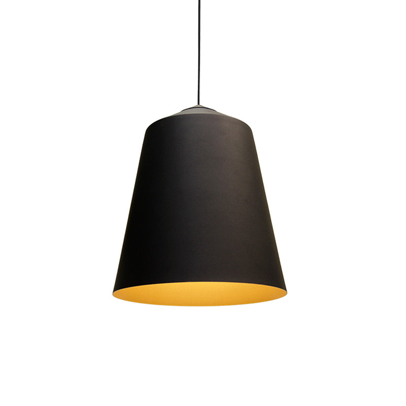 Retro Tapered Shade Pendant Light, Metallic Hanging Ceiling Light (6"/10.5"/12.5" Width) - Black/White