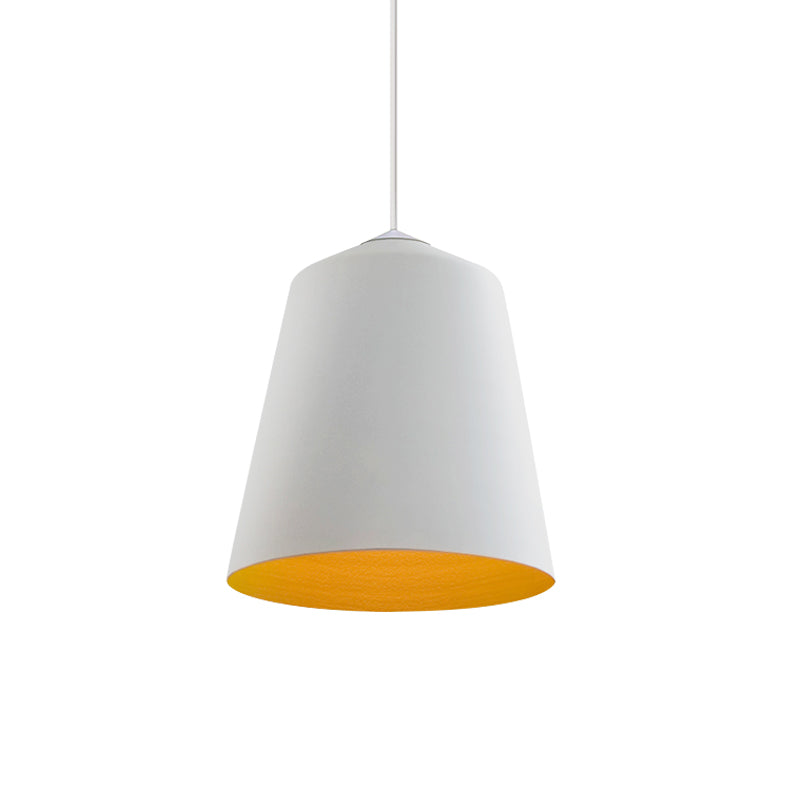 Retro Tapered Shade Pendant Light, Metallic Hanging Ceiling Light (6"/10.5"/12.5" Width) - Black/White
