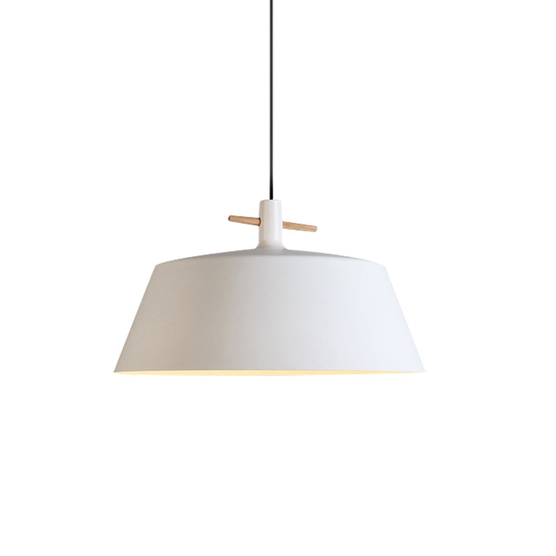 Contemporary Metal Pendant Lamp with Shade - Stylish Dining Room Hanging Light Fixture in Black/White