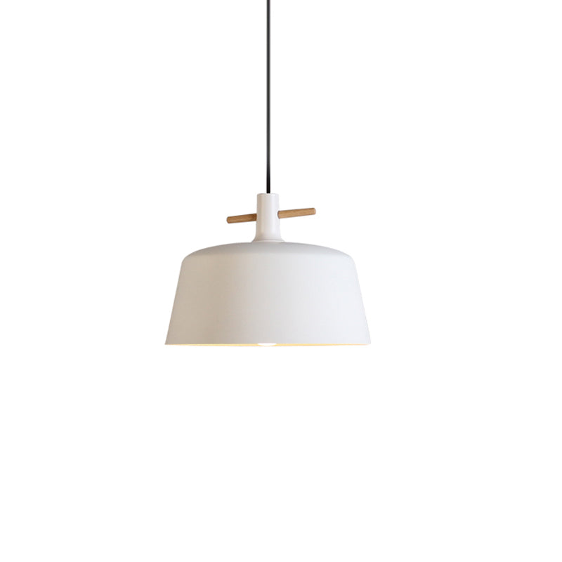 Contemporary Metal Pendant Lamp with Shade - Stylish Dining Room Hanging Light Fixture in Black/White