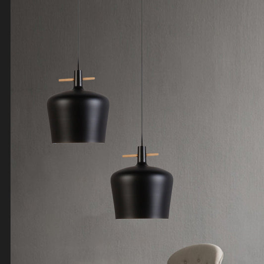 Contemporary Metal Pendant Lamp with Shade - Stylish Dining Room Hanging Light Fixture in Black/White