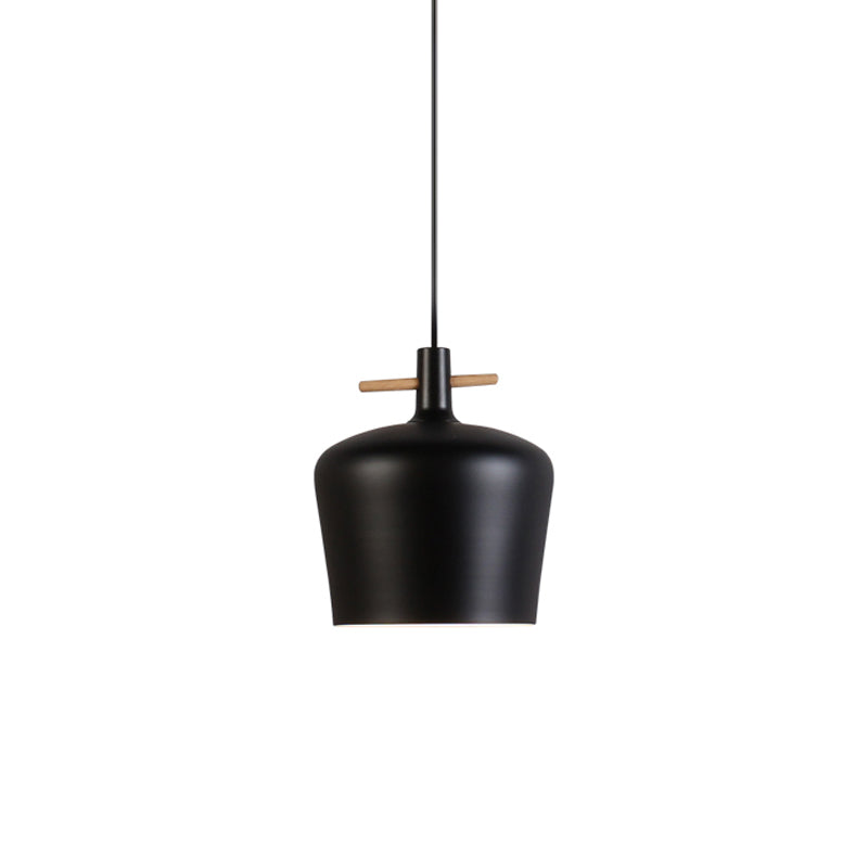 Contemporary Metal Pendant Lamp with Shade - Stylish Dining Room Hanging Light Fixture in Black/White