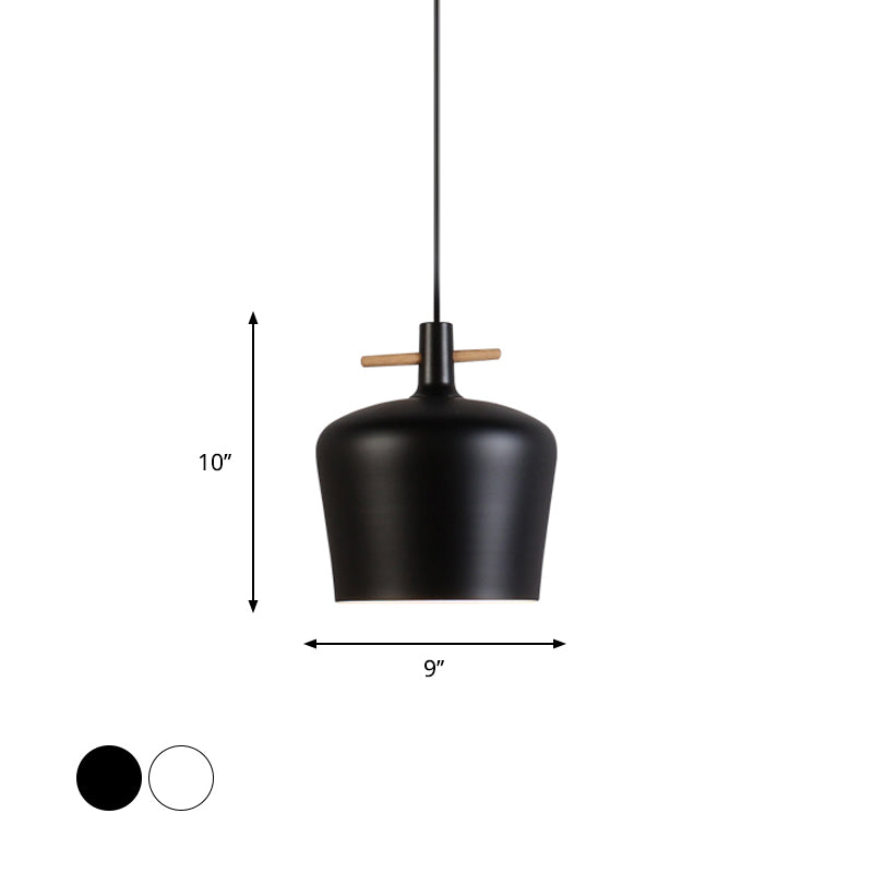 Contemporary Metal Pendant Lamp with Shade - Stylish Dining Room Hanging Light Fixture in Black/White
