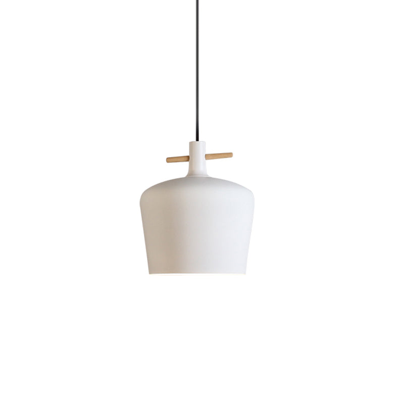 Contemporary Metal Pendant Lamp with Shade - Stylish Dining Room Hanging Light Fixture in Black/White