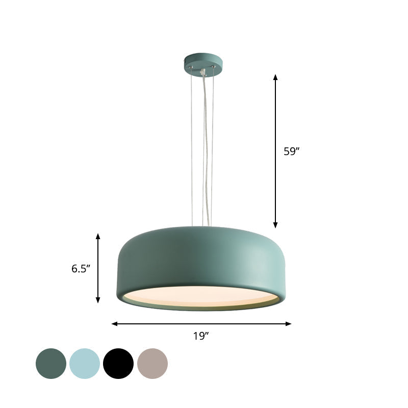 Metallic Macaron Style Pendant Light Fixture | Khaki/Black Drum Shade | 1 Bulb | Restaurant Ceiling Fixture | Multiple Width Options