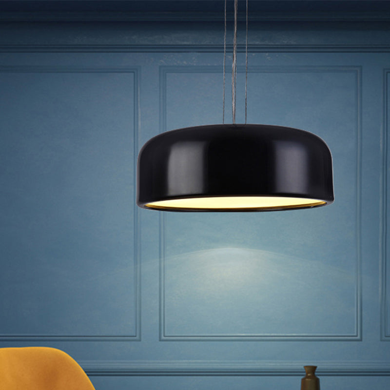 Metallic Macaron Style Pendant Light Fixture | Khaki/Black Drum Shade | 1 Bulb | Restaurant Ceiling Fixture | Multiple Width Options