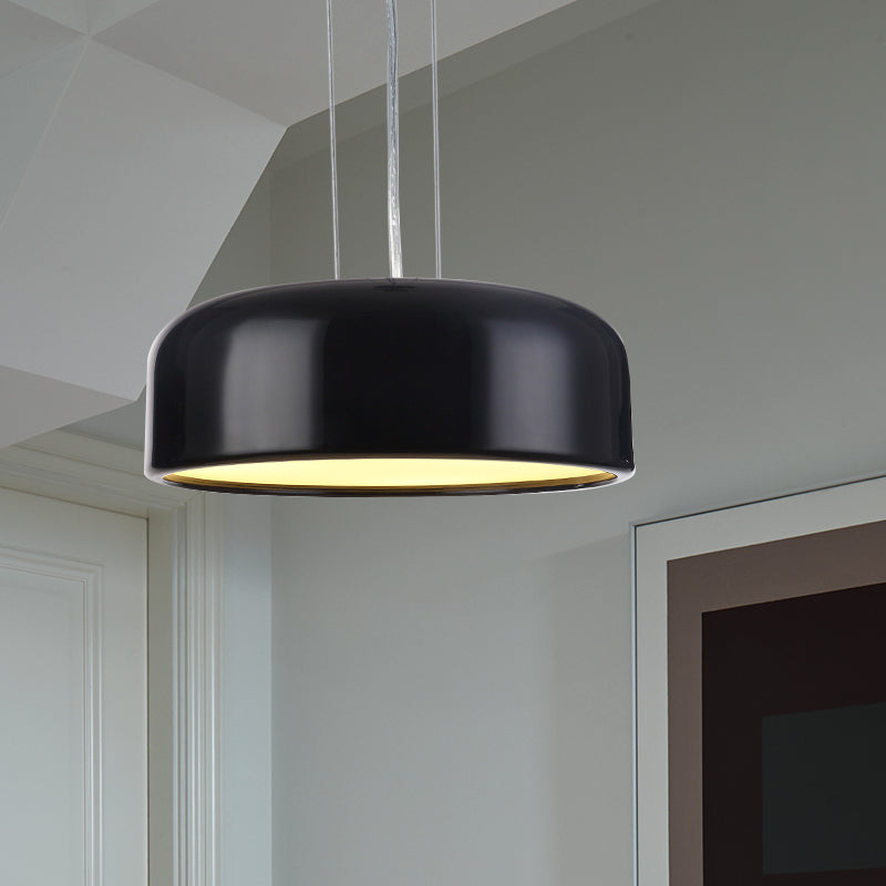 Metallic Macaron Style Pendant Light Fixture | Khaki/Black Drum Shade | 1 Bulb | Restaurant Ceiling Fixture | Multiple Width Options